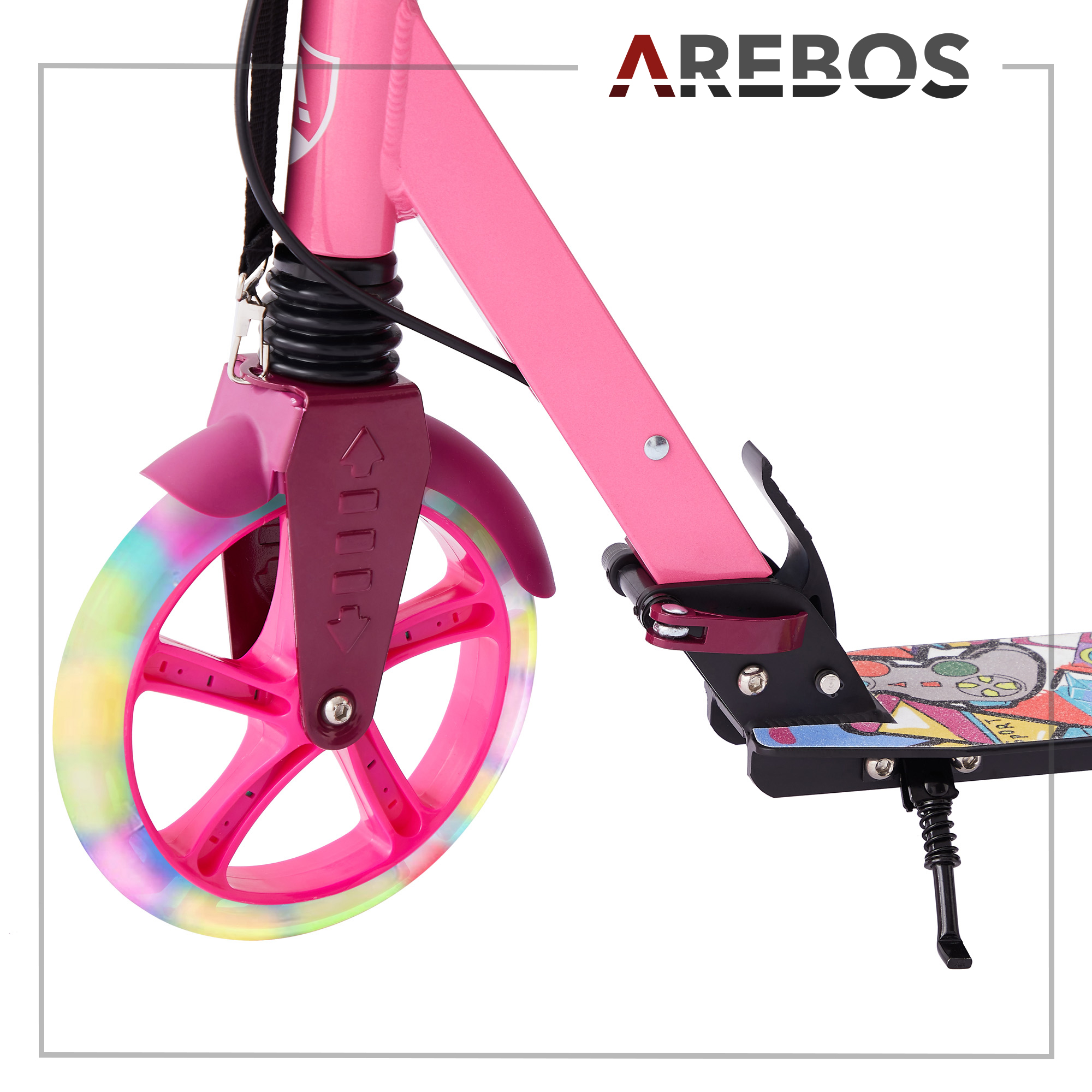 Scooter with LED tyres - Pink