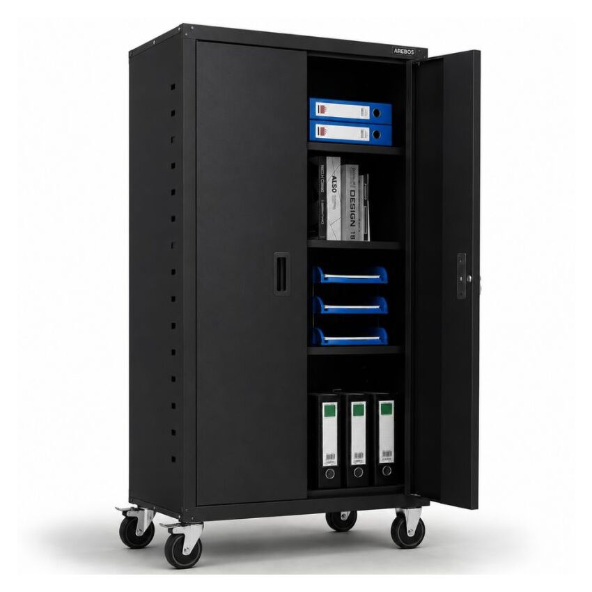 Filing cabinet _ Garage cabinet 155 x 90 x 40 cm with castors