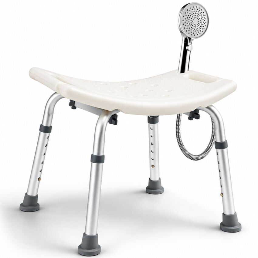 Shower stool, height-adjustable bathroom stool
