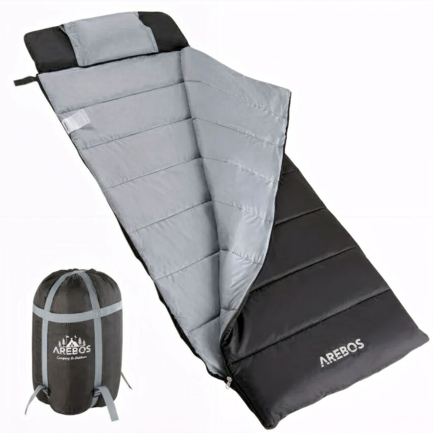 Sleeping bag with pillow and blanket