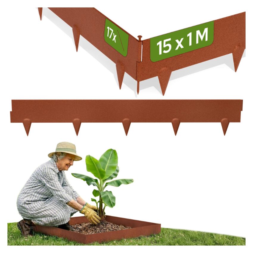 Corten steel lawn edging 15 x 1m