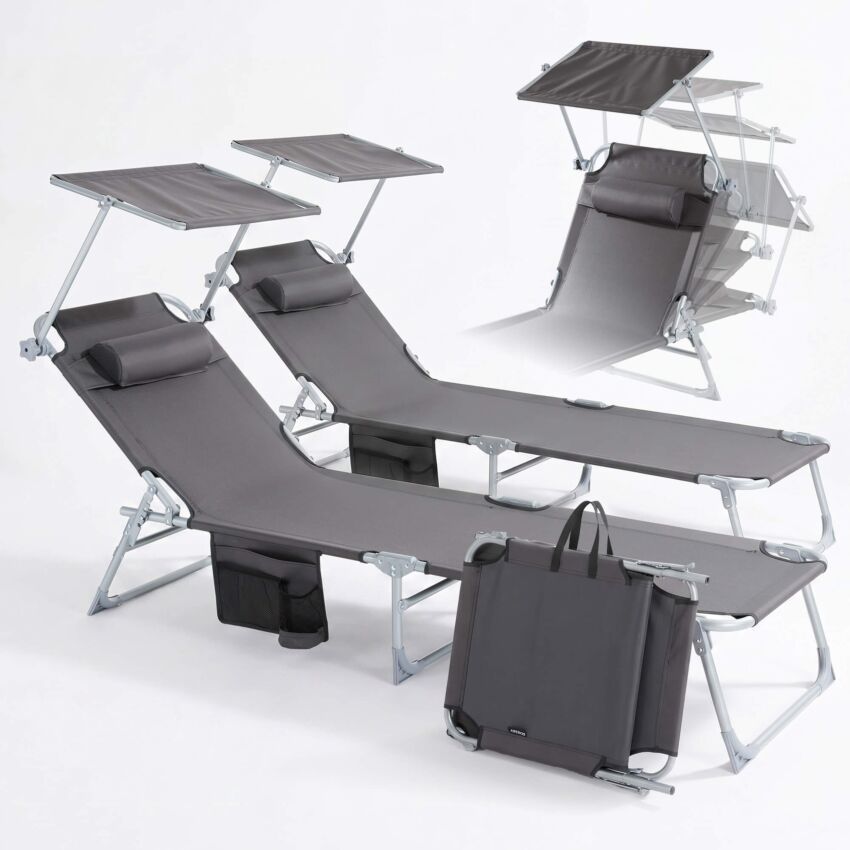 Foldable sun lounger set of 2