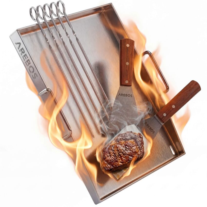 Stainless steel grill plate 40 x 30 cm