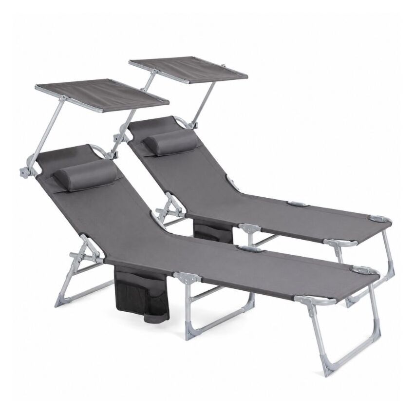 Foldable sun lounger set of 2