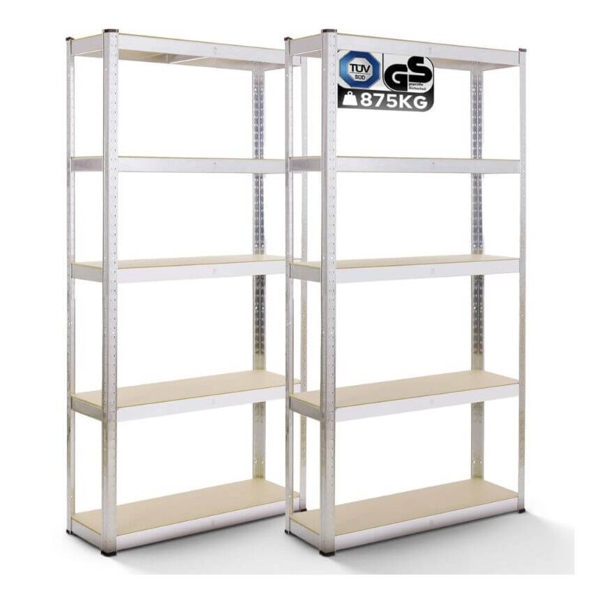 2x Heavy Duty Shelf 180 x 90 x 40 cm 875 kg - silver