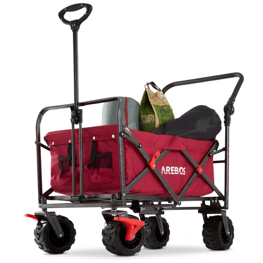 Utility wagon without roof with telescopic push bar