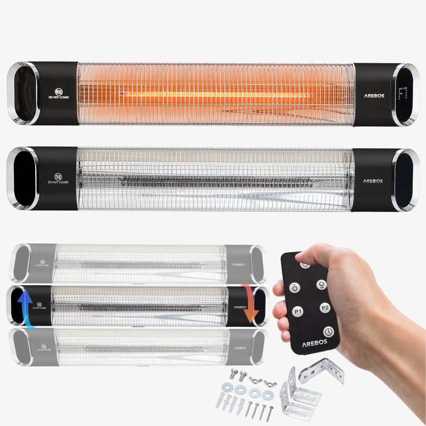 Infrared Heater 2000W with Remote Control Premium Black