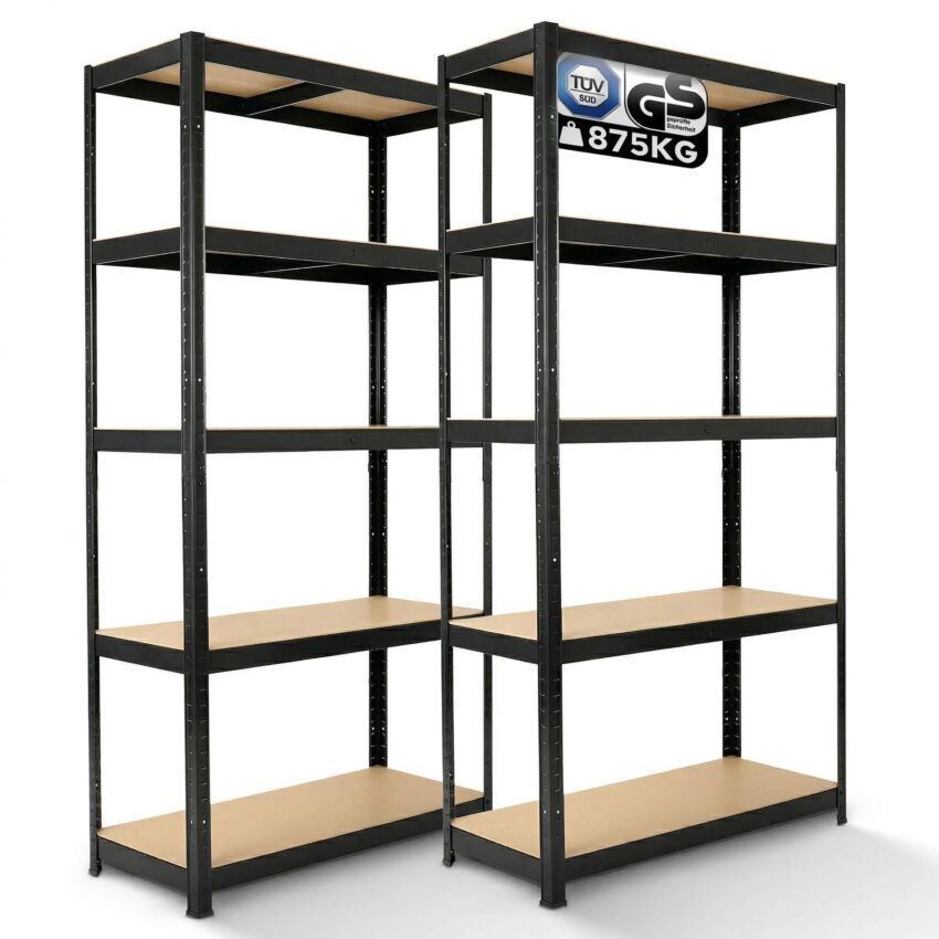 2x Heavy Duty Shelf 180 x 90 x 40 cm 875 kg - Black